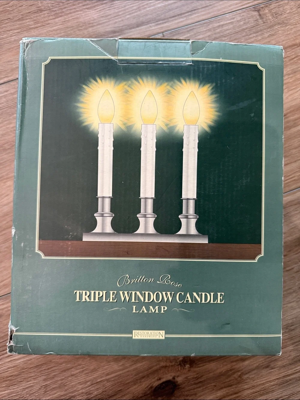 Restoration Hardware Brass Triple Window Candle Lamp Britton Rose
